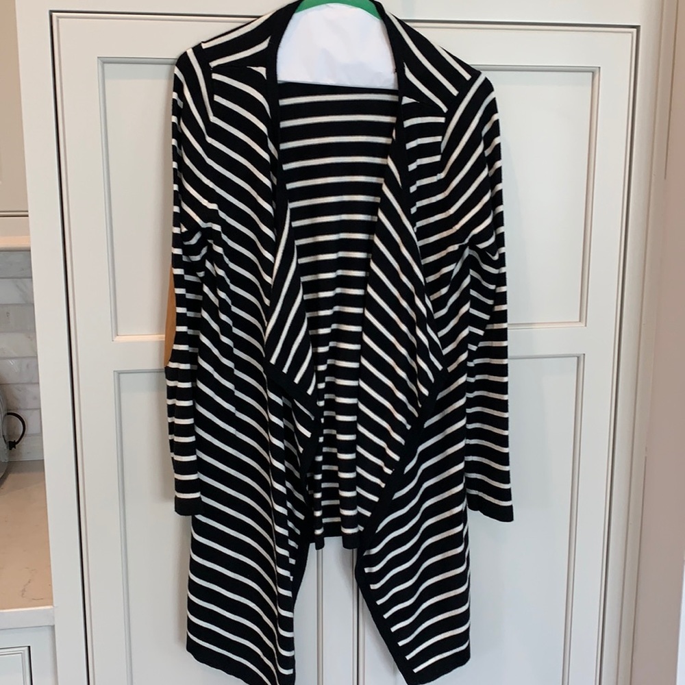 Market & Spruce Black and White Striped Cardigan